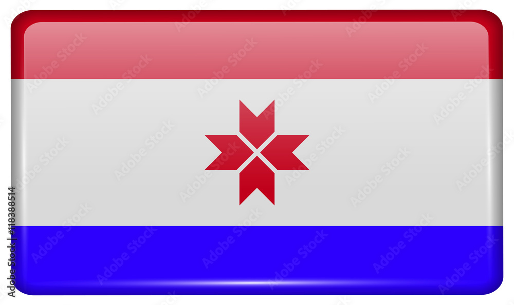 Flags Mordovia in the form of a magnet on refrigerator with reflections light. Vector Flags Mordovia in the form of a magnet on refrigerator with reflections light. Vector