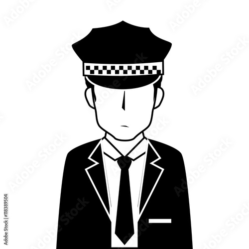 man hat suit tie chauffer driver service male guy vector illustration isolated 