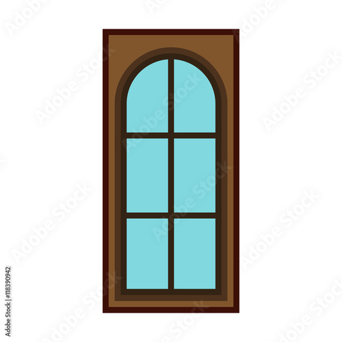 Modern entrance door for office, store, shop icon in flat style isolated on white background
