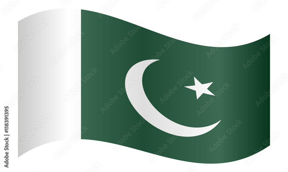 Flag of Pakistan waving on white background Flag of Pakistan waving on white background