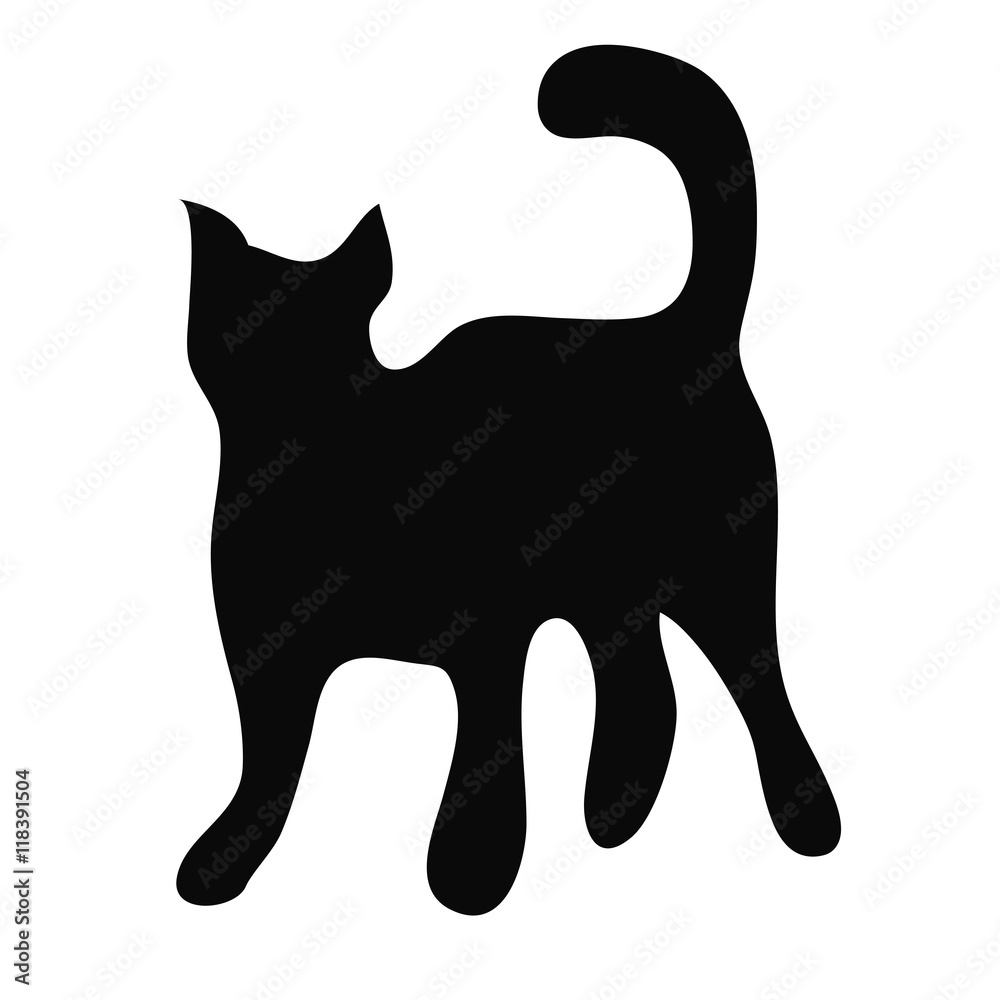 Silhouette of cat on white background. Silhouette of cat on white background.