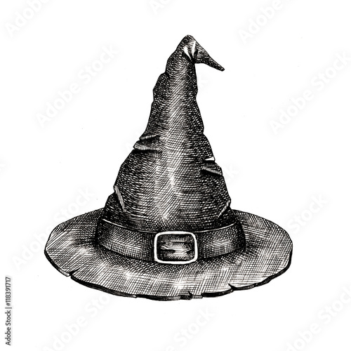 Obraz na plátně Halloween witch hat. Sketch. Illustration