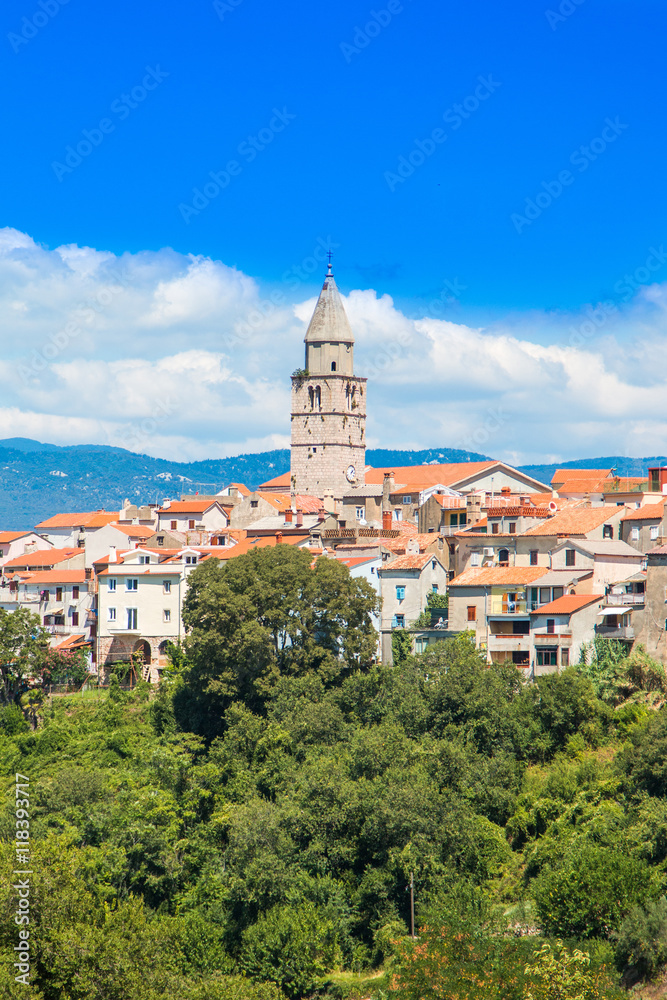      Panoramic view of the old town of Vrbnik on the Island of Krk, Croatia 