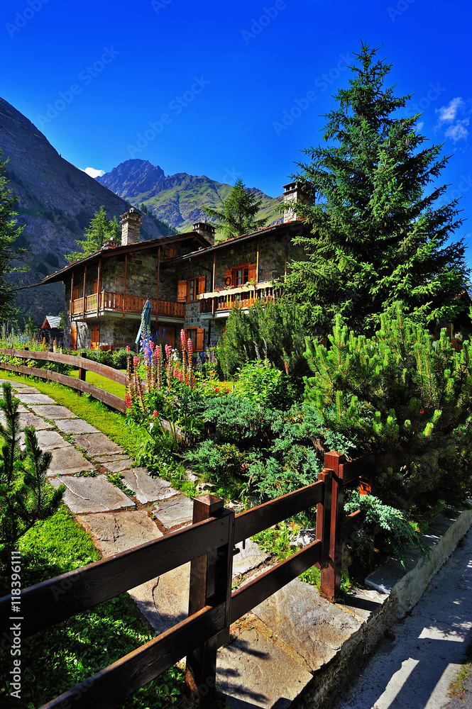 typical alpien house in town Rhemes Notre Dame