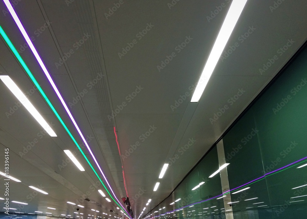 Lights on metro station ceiling Lights on metro station ceiling