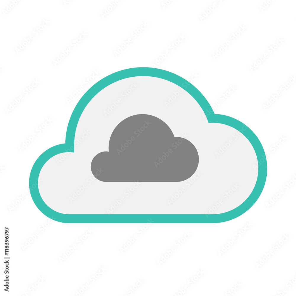Isolated line art cloud icon with a cloud Isolated line art cloud icon with a cloud