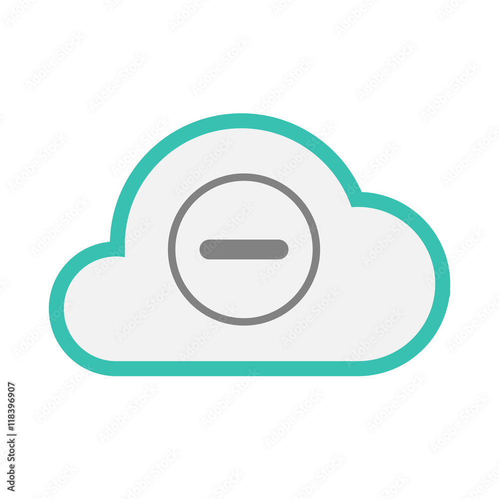 Isolated line art   cloud icon with a subtraction sign