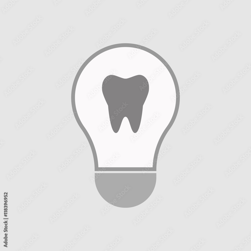 Isolated line art light bulb icon with a tooth Isolated line art light bulb icon with a tooth
