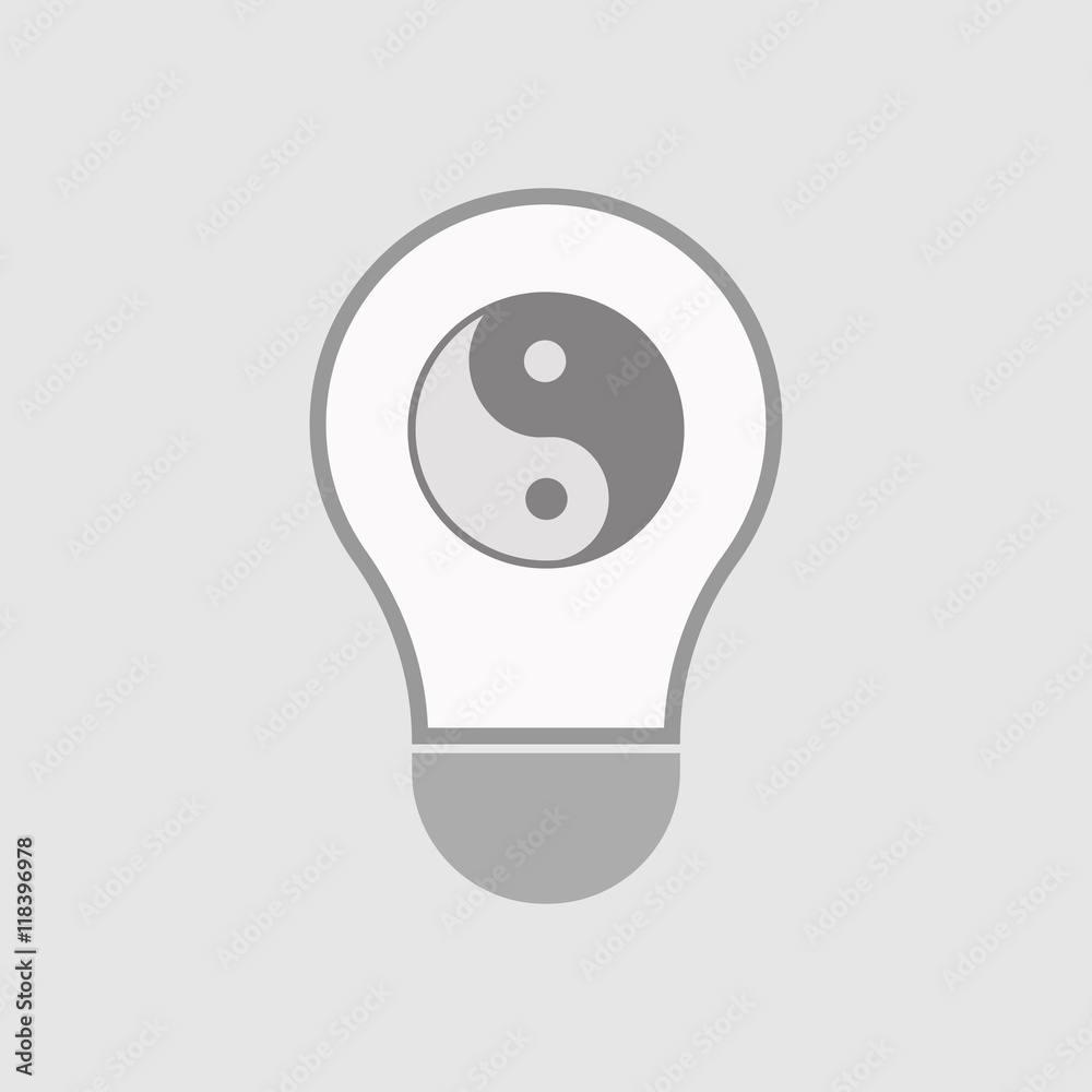 Isolated line art light bulb icon with a ying yang Isolated line art light bulb icon with a ying yang