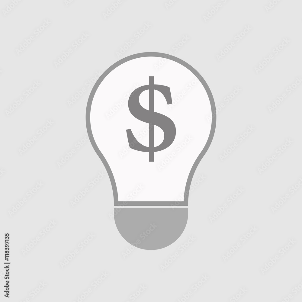 Isolated line art light bulb icon with a dollar sign Isolated line art light bulb icon with a dollar sign