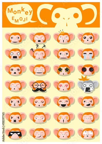 Monkey emoji icons , vector , illustration