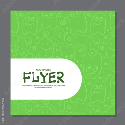 Flyers with Funny faces, cartoon-style on background. It can be used as invitation or card. Vector