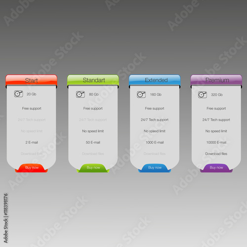 Four banner for the clouded sky service, interface for the site. vector banner for web app.