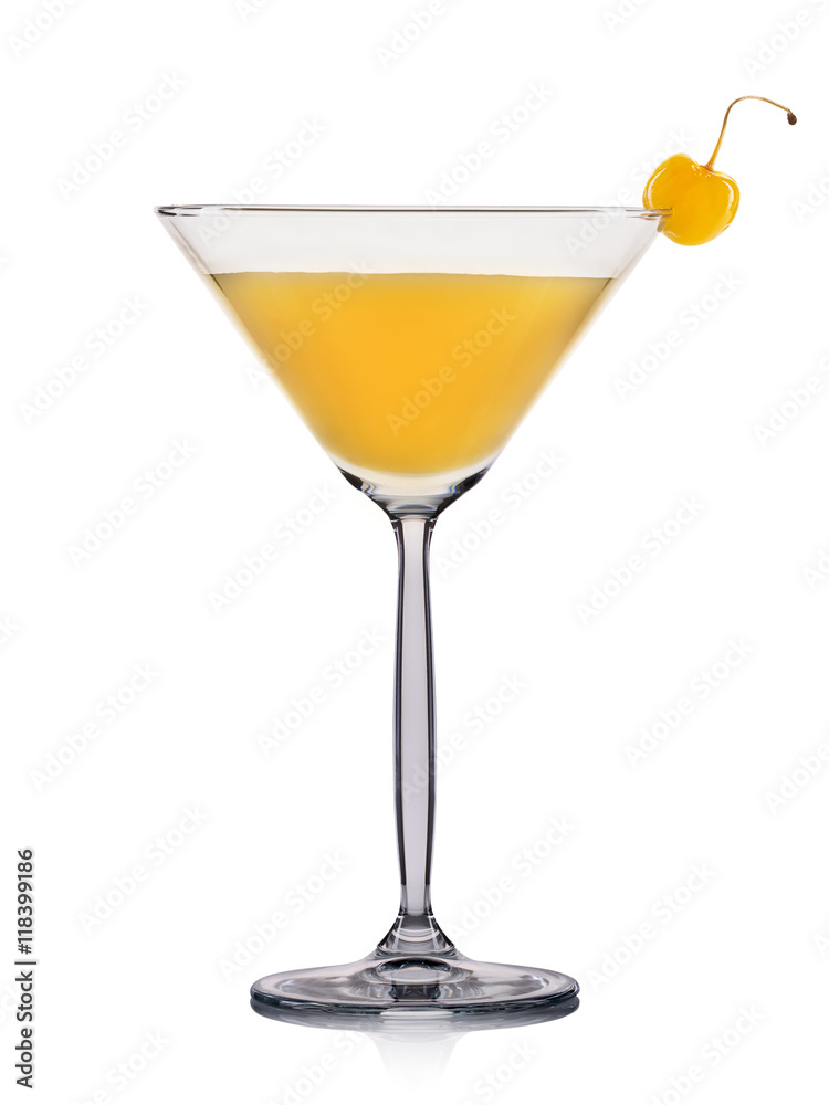 Yellow martini cocktail isolated on white background. Yellow martini cocktail isolated on white background.