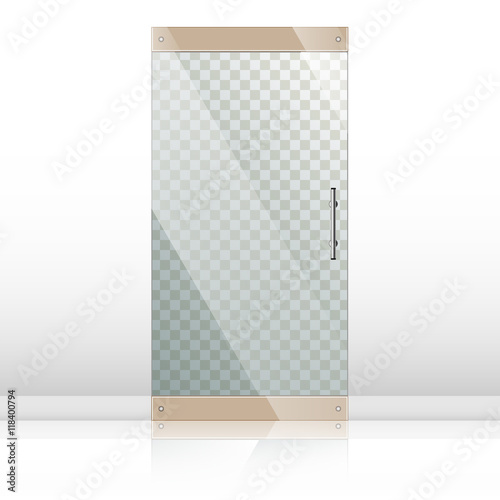 Glass doors with chrome silver handles set