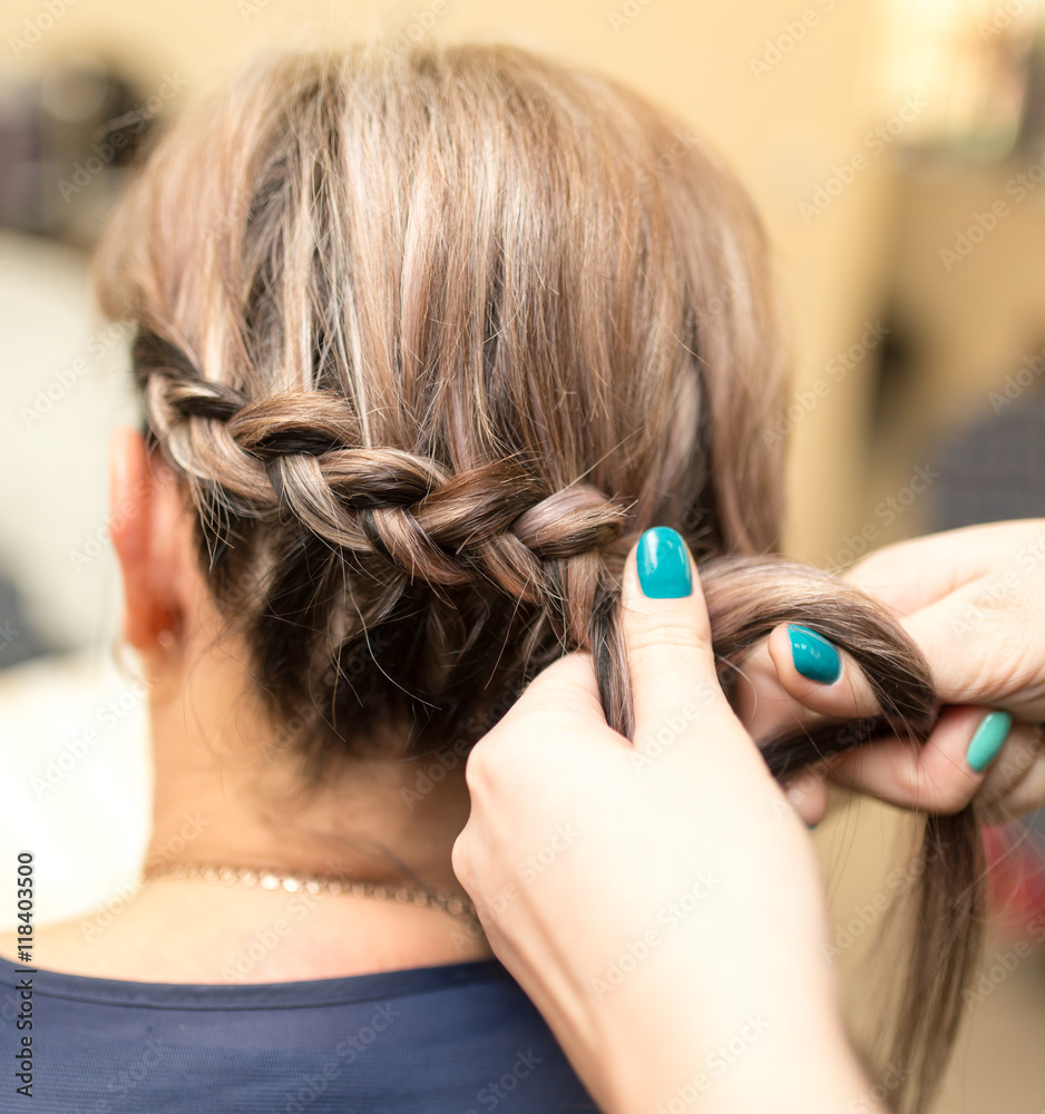 Fototapeta premium weave braids in the beauty salon