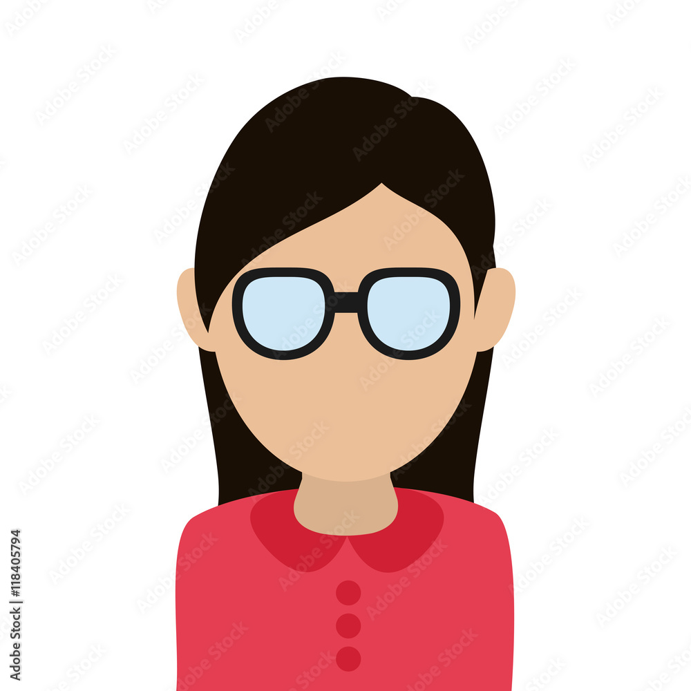flat design faceless woman with glasses portrait icon vector illustration