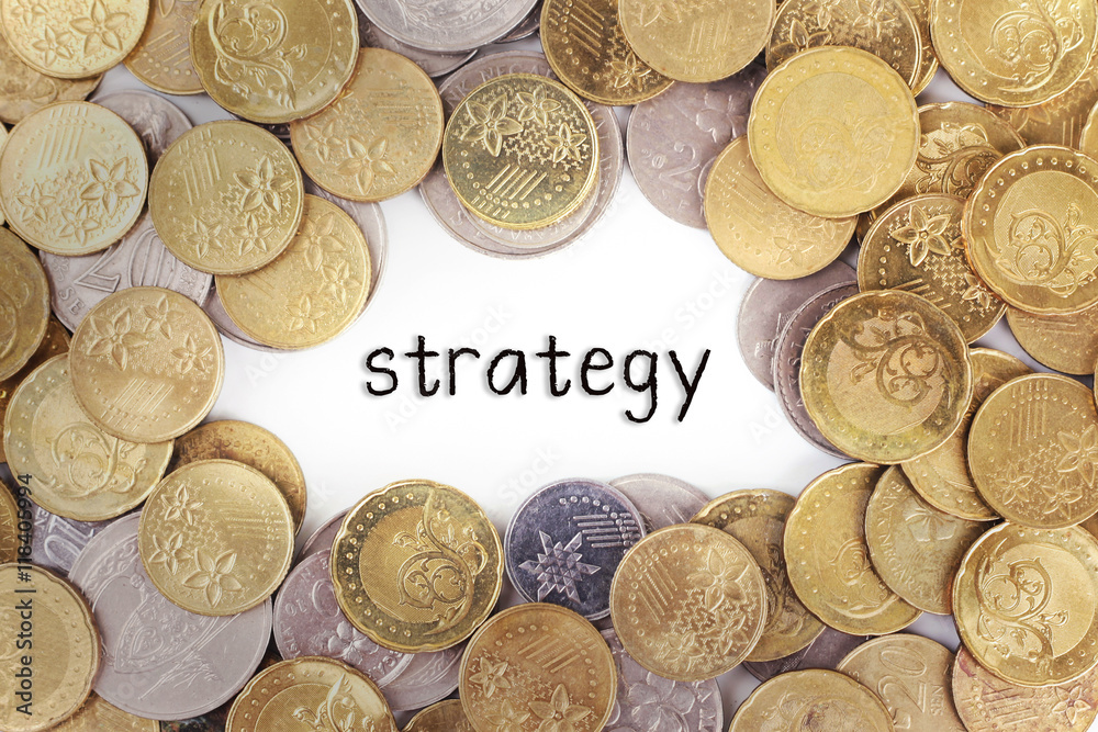 Background of the gold coin with word strategy in the middle. Background of the gold coin with word strategy in the middle.