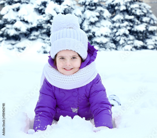 Cute girl outdoor in winter...