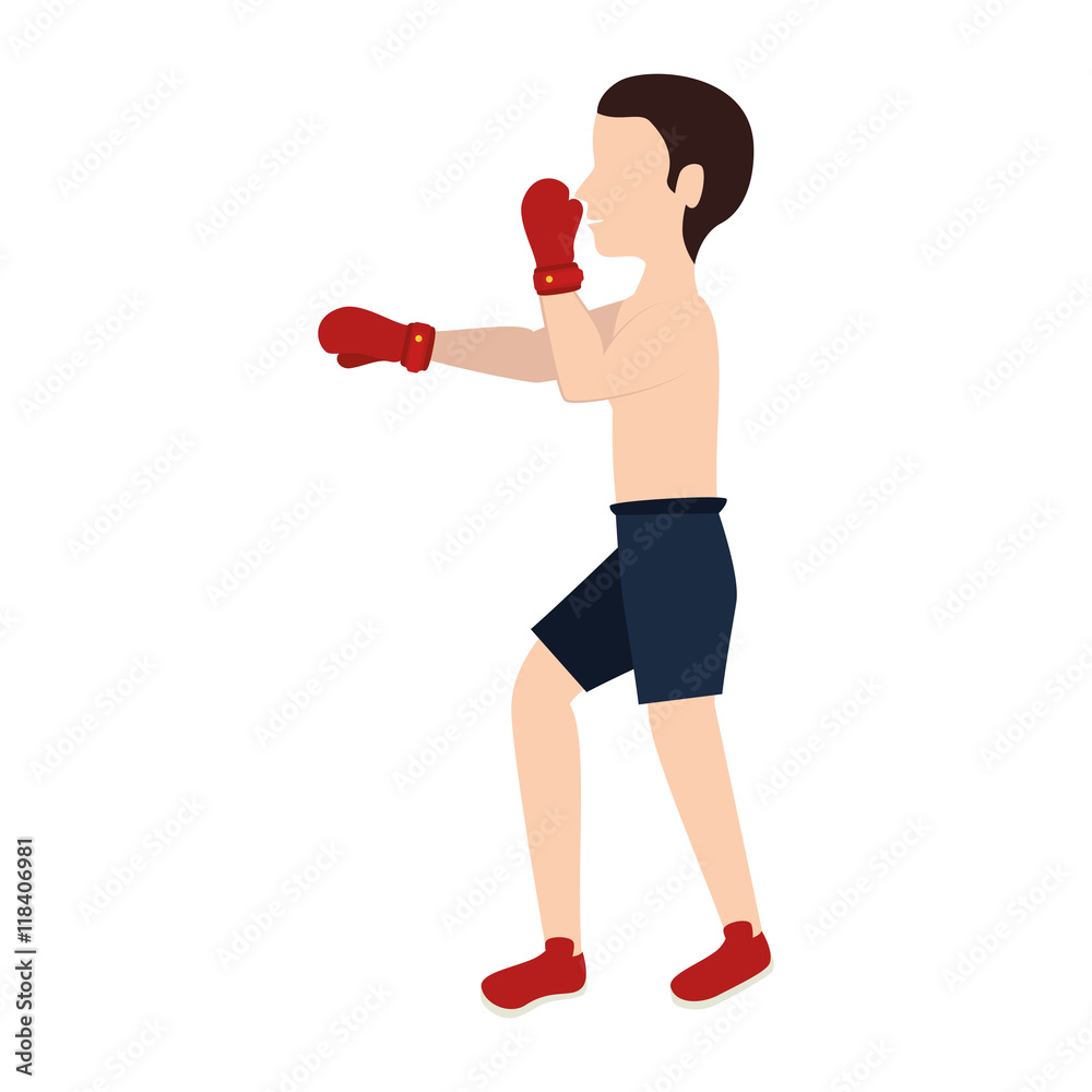 man boxing punch exercise training pose gloves combat vector illustration isolated