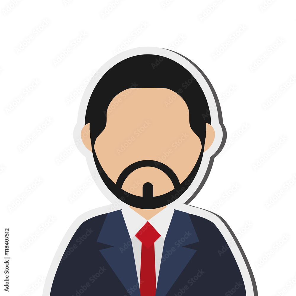 flat design bearded faceless man portrait icon vector illustration