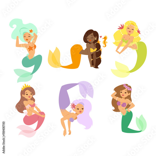 Mermaid nixie character vector illustration