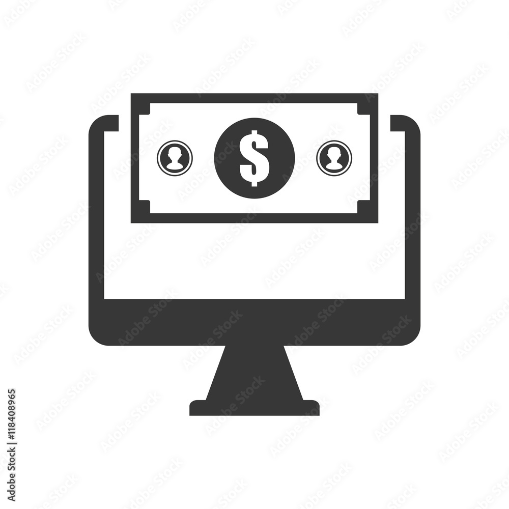 computer bill money financial commerce icon. Flat and Isolated design. Vector illustration computer bill money financial commerce icon. Flat and Isolated design. Vector illustration