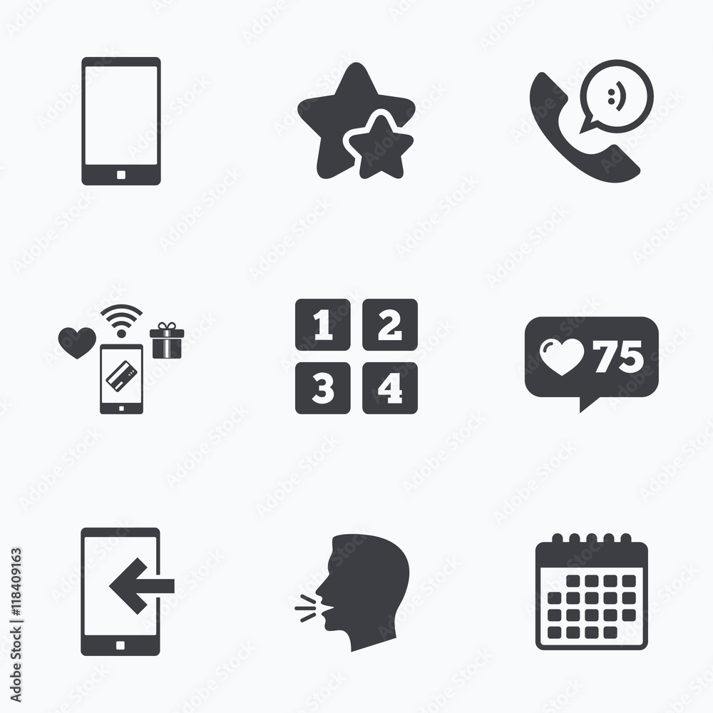 Phone icons. Call center support symbol.