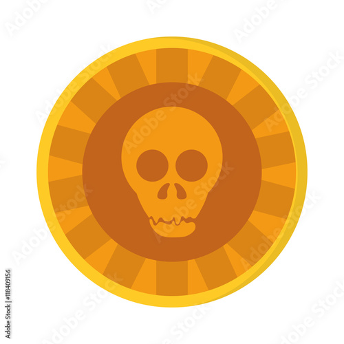 flat design Aztec gold coin skull icon vector illustration