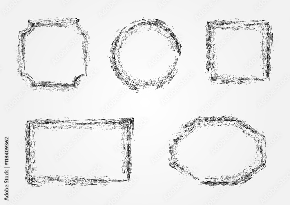 Set of isolated empty frames. Grunge, scribble. Set of isolated empty frames. Grunge, scribble.