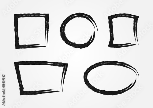 Set of grunge frames for text. Torn borders painted with a brush. Five elements isolated.