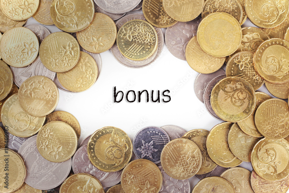 Background of the gold coin with word bonus in the middle. Background of the gold coin with word bonus in the middle.