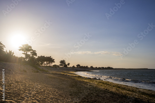 Plage au coucher de soleil. Ile d'Oléron
