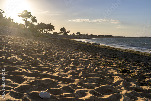 Plage au coucher de soleil. Ile d'Oléron