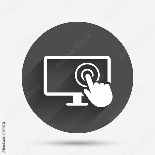 Touch screen monitor sign icon. Hand pointer.