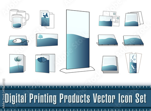 Digital Printing Products Vector Icon Set
