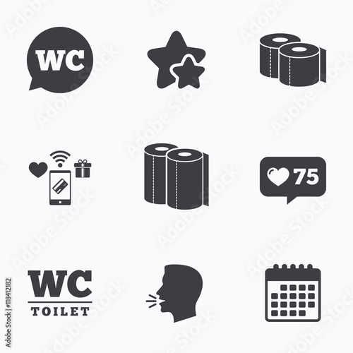 Toilet paper icons. Gents and ladies room.