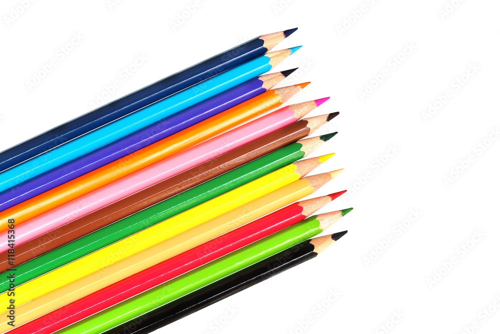 line of colored pencils