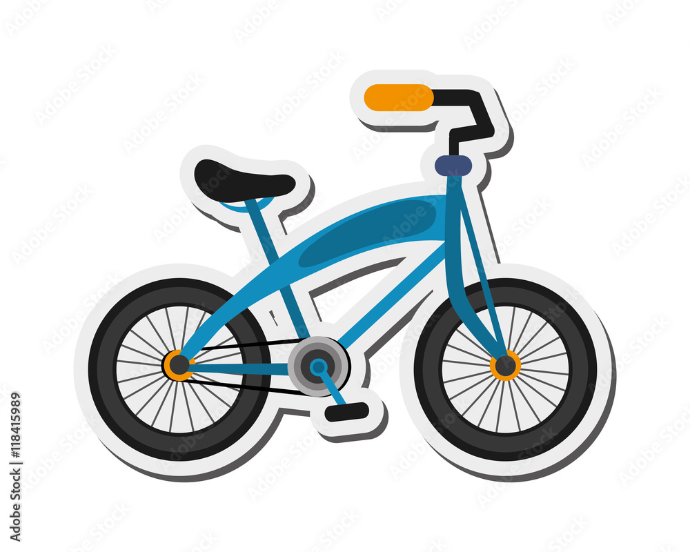 flat design single blue bike icon vector illustration