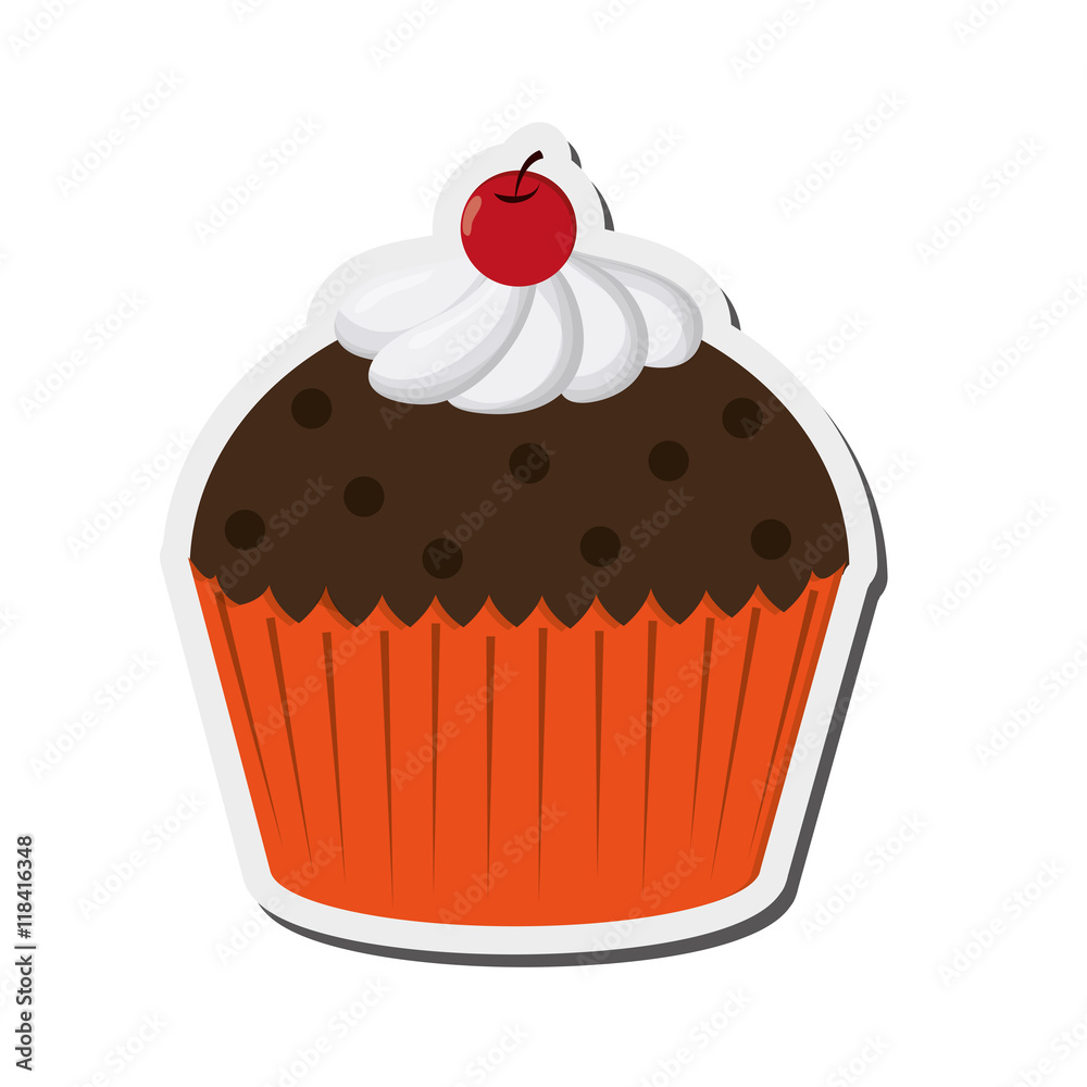 flat design decorated cupcake with cherry icon vector illustration flat design decorated cupcake with cherry icon vector illustration