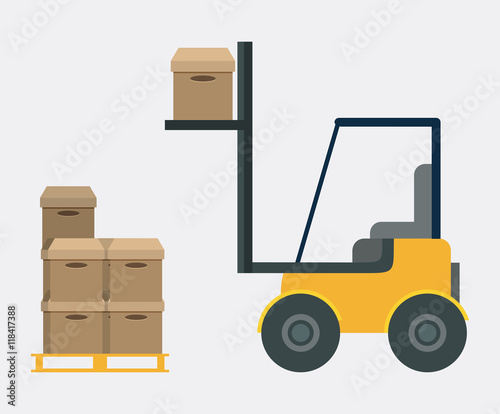 Box package forklift delivery shipping icon. Colorfull and flat illustration. Vector graphic