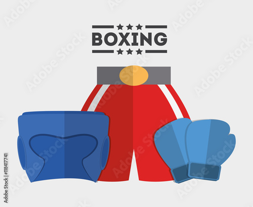 glove boxer short helmet boxing sport training icon. Colorful and flat design. Vector illustration