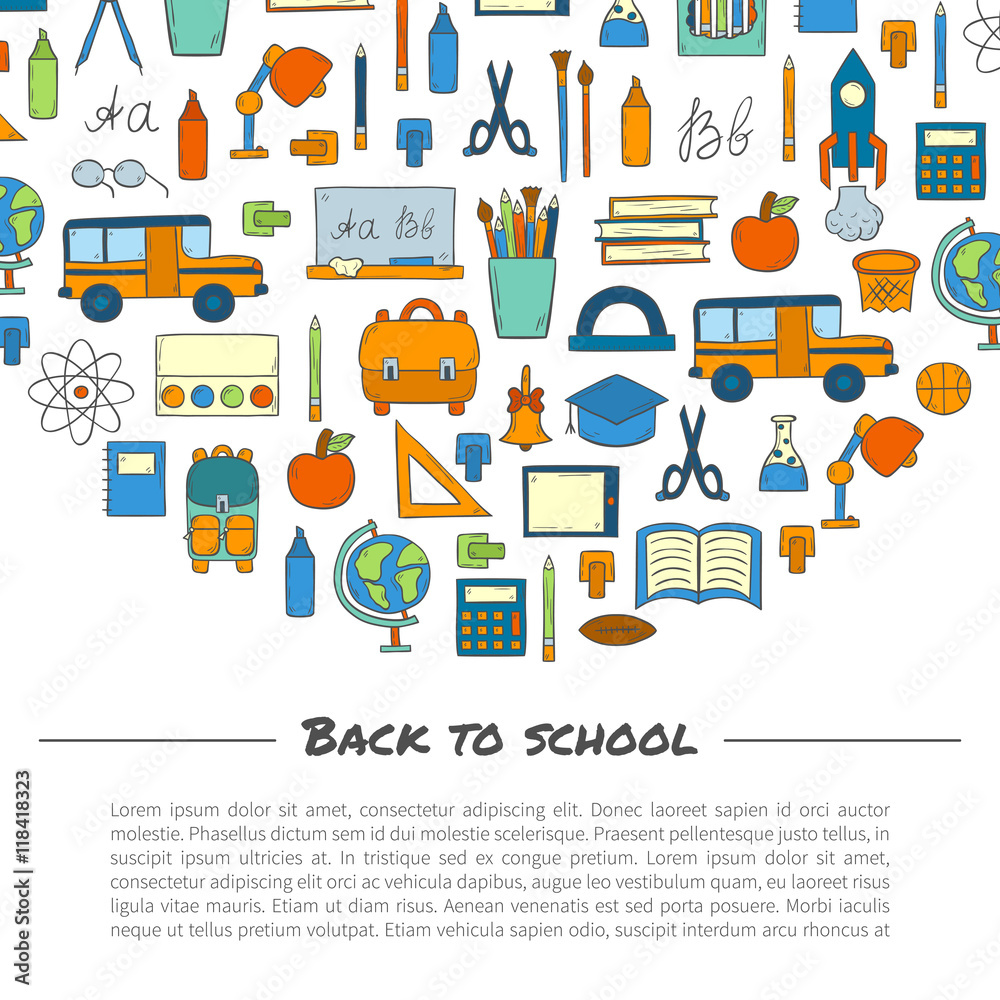 Vector hand drawn back to school background Vector hand drawn back to school background