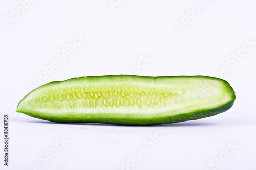 slice of cucumber on white background healthy vegetable food isolated
