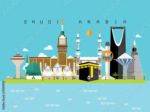 Saudi Arabia Landmarks Travel and Journey Vector