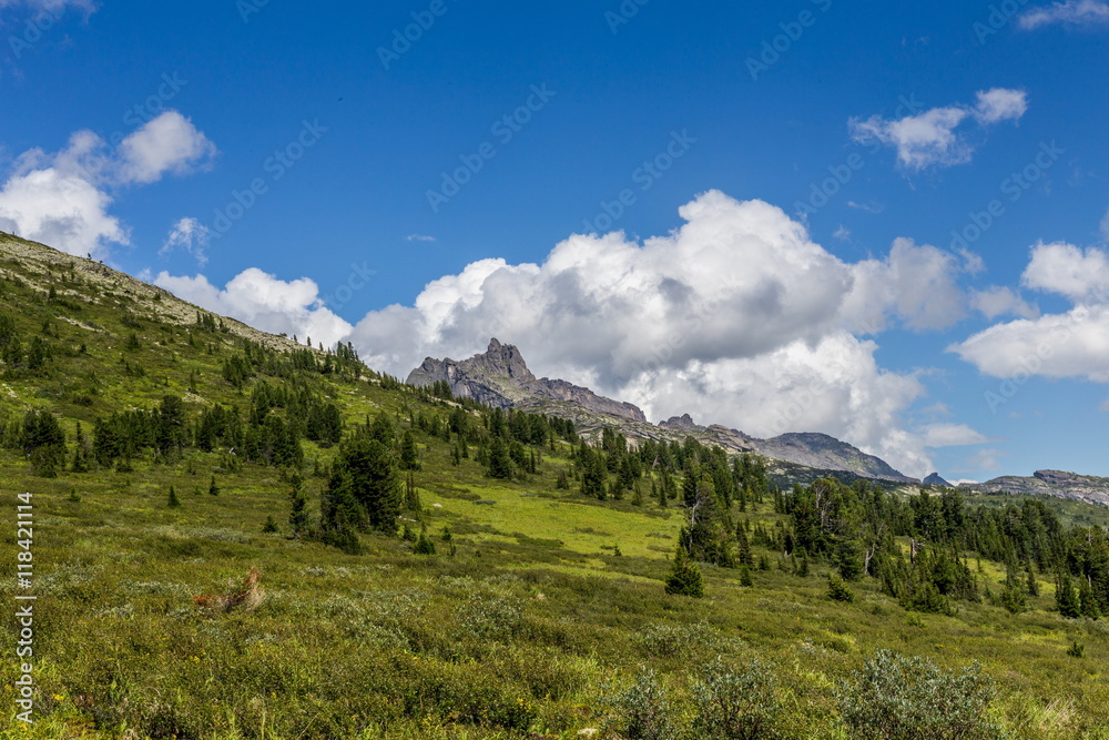 Landscape mountains with blue sky at sunny day