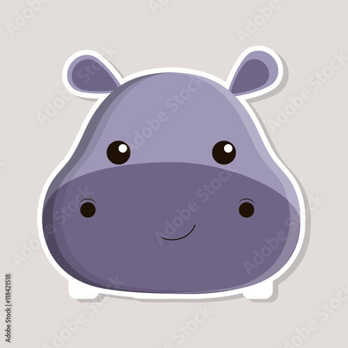 hippo animal cute little cartoon icon. Colorful and flat design. Vector illustration