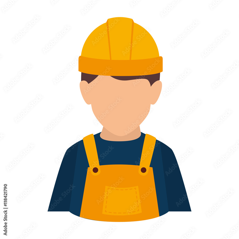 builder construction worker helmet man overall male guy vector illustration isolated