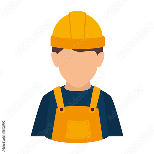 builder construction worker helmet man overall male guy vector illustration isolated
