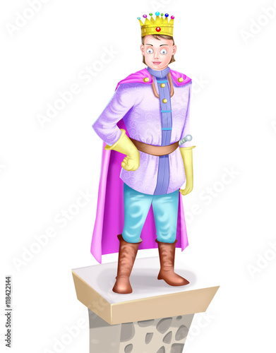 A prince stands on a pillar